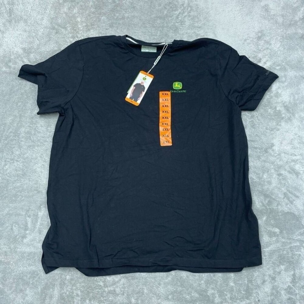John Deere Black Logo T-Shirt XX-Large Cotton Crew Neck a0883